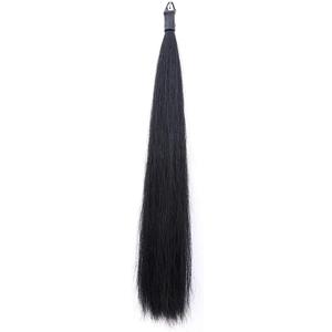 Horse Tail Extensions with Braided Horsehair Loop, Blunt Cut Bottom, 34-36 inches Long and 1/2 lb Weight (Jet Black)