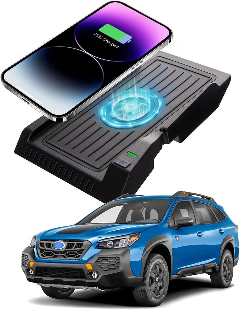 CarQiWireless Wireless Charger for 2024 2023 2022 2021 2020 2025 Subaru Outback Accessories,Automotive Center Console Organizer Wireless Charging Pad for 2024 Subaru Outback Wilderness Accessories