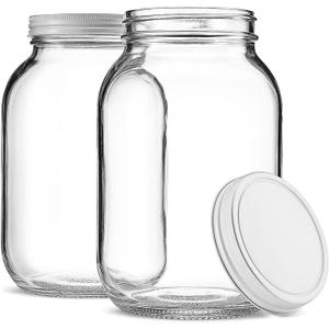The Kombucha Company - 1 Gallon Glass Jar With Lid  2 Pack With Metal Lids - BPA-Free Dishwasher Safe, Wide Mouth Sun Tea Jar, Gallon Mason Jar for Storage, Fermenting, Brewing & Kombucha