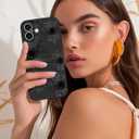 2 x Toycamp for iPhone 16 Case 6.1 Inch - Women Girls Sunflower Cute Black Frosted Slim Fit Design Soft TPU Shockproof Protective Girly Aesthetic Pretty Fashion Unique Cover for iPhone 16 Phone Case