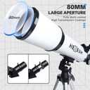 Koolpte Telescope 80mm Aperture 600mm - Astronomical Portable Refracting Telescope Fully Multi-Coated High Transmission Coatings AZ Mount with Tripod Phone Adapter, Wireless Control, Carrying Bag.