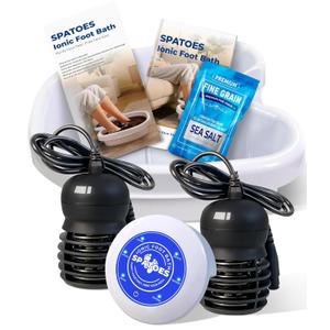 Ionic Foot Detox Machine 3.0, Foot Spa at Home detox, Ion Detox Foot Bath Cleanse Machine to Remove Toxins -2 Arrays, 15 Disposable Foot Bath Liners, Detox Sea Salt, Upgraded Durable Basin