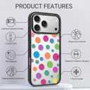 Clear TPU Phone Case Cover for iPhone 17 Pro with Design, Drop Protection, Cute Case for Girl Women, Colorful Polka Dots