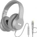 Wired Headphones, Premium Over-Ear Headset with Hi-Fi Stereo Sound, Noise-Isolating Ear Cushions, Lightweight Comfortable Design, Tangle-Free Cable, Ideal for Work & Daily Commute (Silver)