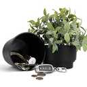 Livebe Flower Pot With Hidden Safe & Secret Compartment, Secret Stash Key Hider, Hide a Key Secret Safe (Black)