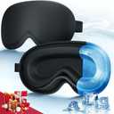 3D Cooling Gel Eye Mask - Reusable Cold Sleep Mask, Eyes Ice Pack with Hot & Cold Compress Therapy for Puffiness, Dark Circles, Dry Eyes, Headaches and Stress Relief (Black,1 Pack)