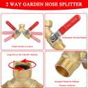 Hose Splitter 2 Way Brass Garden Hose Splitter with Stainless Steel Long Handle Y Valve Water Hose Adapter 3/4" GHT Thread
