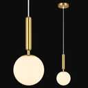 Modern Hanging Light Fixture Pendant Lighting for Kitchen Island Mid Century Gold Pendant Lights with Globe Milky White Glass Pendant Light for Bedroom Bathroom Entryway (1 Pack)