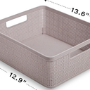 BINO Woven Plastic Basket, Small (Natural Grey), 2-Pack, THE JUTE COLLECTION, Home Organization, Space - Saving Storage, Stylish Design, Jute Basket, Plastic Storage Basket