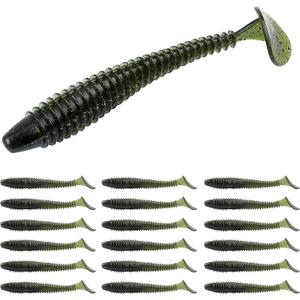 RUNCL Swimbaits Paddle 10/20/30/40PCS, 5/4/3/2 Inchs Paddle Tail, Soft Lure for Trout Crappie Bass, Durable Plastic Bait Swimmer for Saltwater/Freshwater, Fishing Lover's Gift (Green Magic)