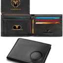 VISWORLD Men's Wallet with Airtag Holder, Full-Grain Leather Wallet for Apple Air Tag (1st & 2nd Generation), Airtag Wallet Men with 2 ID Windows, 13 Card Slots