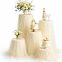 5PCS Cylinder Stands for Party with Acrylic Disc, Mesh Covers