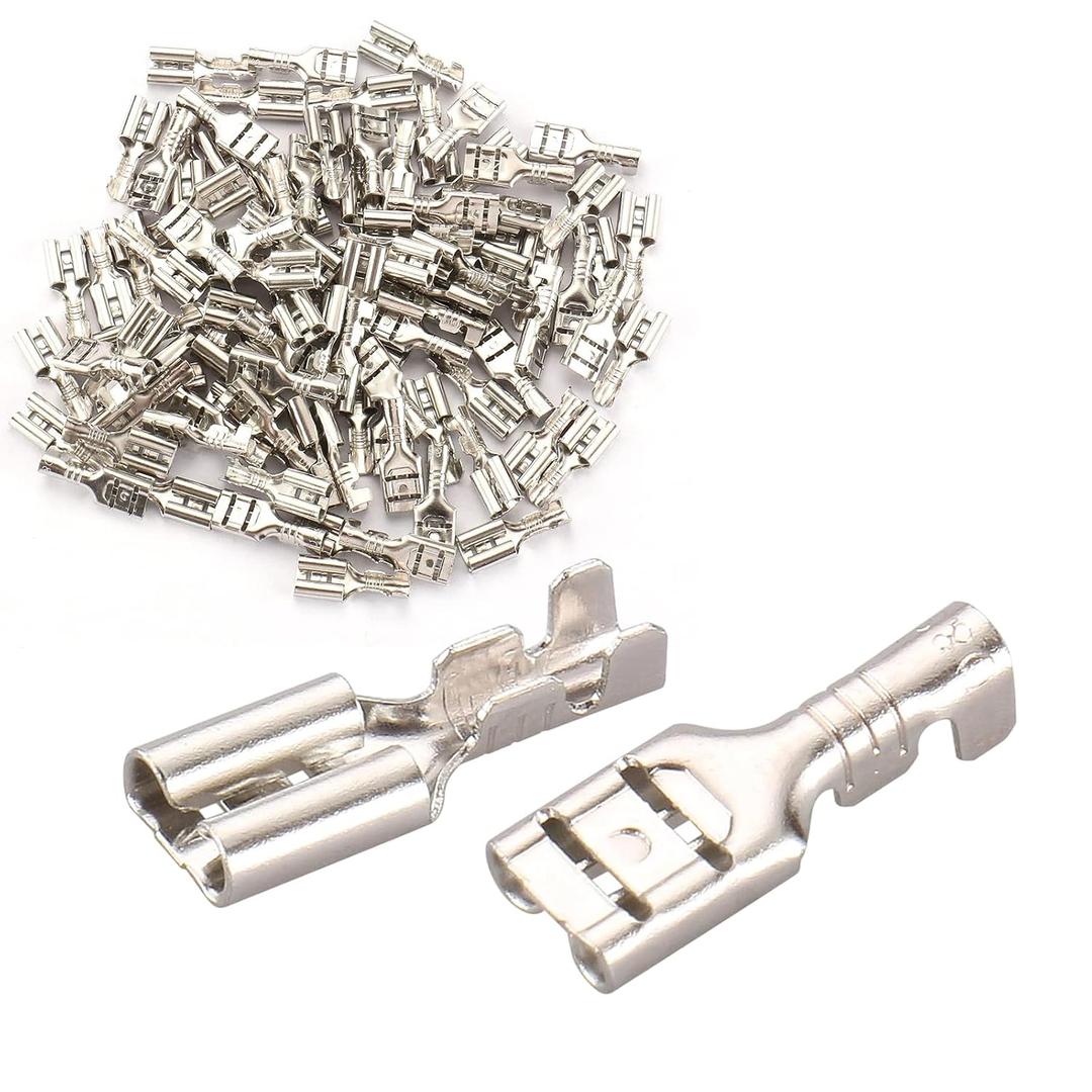 Baomain Female Spade Quick Splice Crimp Terminals 4.8mm Crimp Connector Non Insulated Pack of 100