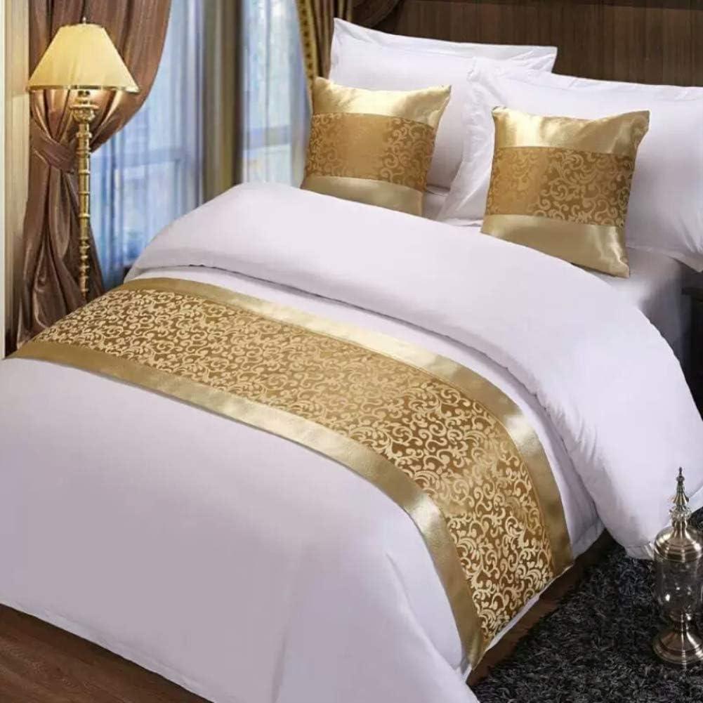 Twelve Champagne Floral Queen Bed Runner Bedding Scarf for Home Hotel Decorations 19.7x82.7in