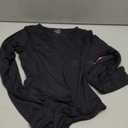 PUMIEY Women's Crew Neck Long Sleeve Bodysuit Second-skin Feel Tops Smoke Cloud Collection (01 Jet Black)