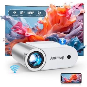 Antmap Mini Projector with WiFi and Bluetooth, 1080P Support Portable Projector for iPhone, 200” Portable Projectors for Bedroom, Compatible with Phone/Pad/Laptop/TV Stick