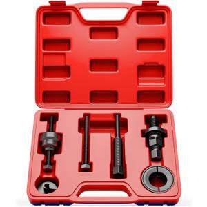 HTOMT Power Steering Pump Pulley Removal Tool,Power Steering Pulley Puller/Installer Tool Set,Pump Pulley Puller Remover and Installer Set Tools Compatible with Ford, GM, VW and Chrysler Vehicles-Red