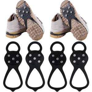 2 Pairs Non Slip Gripper Spike Ice Traction Cleats Walk Traction Cleat Ice Snow Grips for Shoes, Boot with 5 Steel Studs Crampons