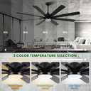 CJOY 84 Inch Low Profile Ceiling Fan with Lights, Flush Mount Black Ceiling Fan with Remote, 8-Blade Reversible DC Motor, 6 Speeds, 3CCT Dimmable LED Quiet Indoor/Outdoor Use for Bedroom Kitchen Patio