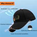 Embroidered Baseball Cap for Men Women, Breathable Cotton Adjustable Hat, Various Patterns for Casual Daily Outfits (Black)