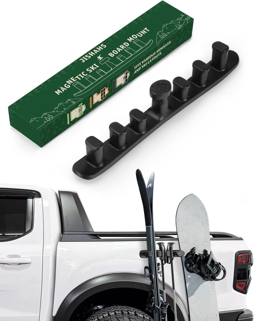 Magnetic Ski Holder for Side of Car – Strips Magnetic Snowboard Mount – Prevent Ski and Snowboard from Tipping Over – Protects Vehicle from Scratches  Snowboard Accessories(Black)