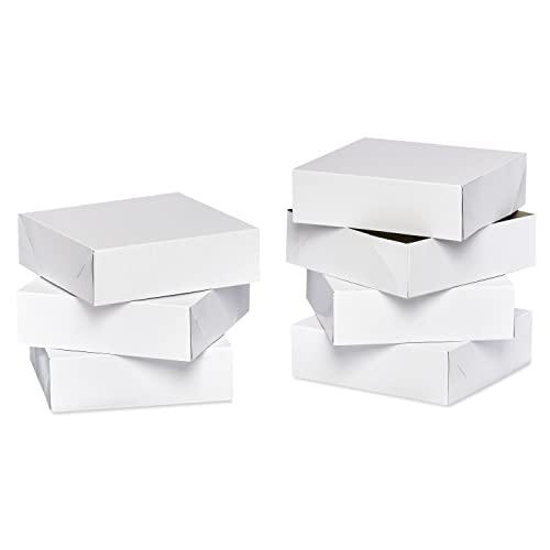 American Greetings Square White Gift Boxes with Lids, for Birthdays, Holidays and All Occasions, (6 Boxes, 9'' x 9'')