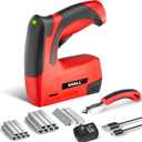 SHALL Electric Staple Gun, 3 in 1 Cordless Upholstery Stapler Nail Gun for Wood, 4V Rechargeable Brad Nailer Kit w/ 2500 Staples Nails, Staple Remover & Fast Charger for Crafts, DIY, Decoration (Red)