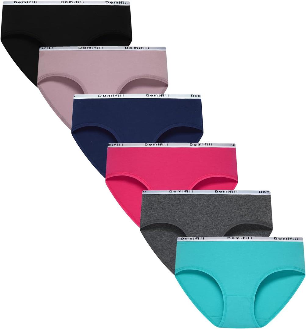 Demifill Teen Girls Underwear Cotton Briefs Soft Panties for Teens Pack of 6 Multipack (XL)