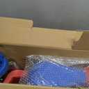 Red and Blue 3 Wheel Scooter with Seat for Kids, Light-Up Wheels, Adjustable Lean to Steer Handlebar and Seat, Smooth Wheels, Wide No-Slip Deck, Rear Foot Brake, Toddler Outdoor Toys for Ages 2+