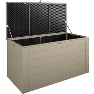 Cosco Outdoor Living 180 Gallon Patio Storage Box, Extra Large, Lockable Lid, Weather-Resistant, Tan/Brown