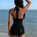 ECHOINE Women V Neck Sleeveless Romper Sequin Backless Shorts Jumpsuit Clubwear (Black, M)