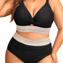 Daci Plus Size Two Piece Swimsuits - High Waisted Bikini for Women Tummy Control Bathing Suits Knot Twist Swimwear 2025, 14 Plus