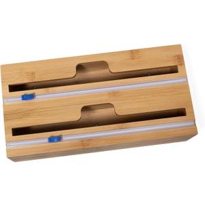 Lipper International Bamboo Dispenser with Cutter for Aluminum Foil, Plastic Wrap, or Wax Paper, 2-in-1, 13 7/8" x 6 3/4" x 4"
