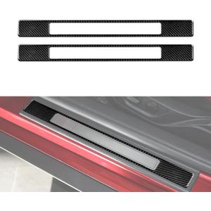 Car Door Sill Scuff Plate Sticker Carbon Fiber Decal Sticker Interior Trim Cover for Ford Mustang 2015-2023/Shelby GT350 2015-2020/Shelby GT500 2020-2022