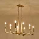 Gold Rectangular Chandelier 38in Linear Kitchen Island Chandelier Light Fixture 8 Light Gold Chandeliers Lighting for Kitchen Island Dining Room