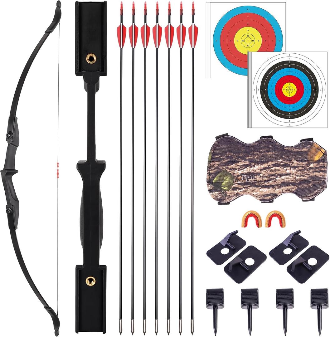 Recurve Bow and Arrow Set for Adults Beginners, Ambidextrous Archery Kit, 20/30/40 lbs Complete Target Practicing Starter Set, 20LB