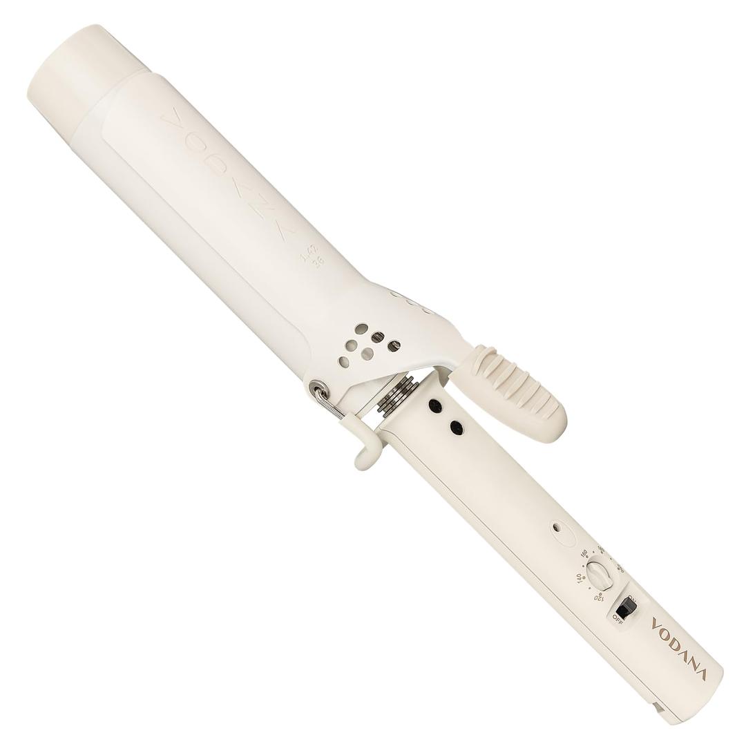VODANA Professional GlamWave Ceramic Curling Iron, Long-Lasting Natural Curls, Instant Heat, Hair Curler, Curling Wand, in USA (1.4 inch, Ivory)