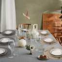 Eforcurtain Thick Linen Style Cloth Placemats Set of 6 Fabric Placemats Heat Resistant Machine Washable Table Mats Double Layer Water Absorbent Place Mats, Beige and Charcoal Round 15 Inch Place Mats