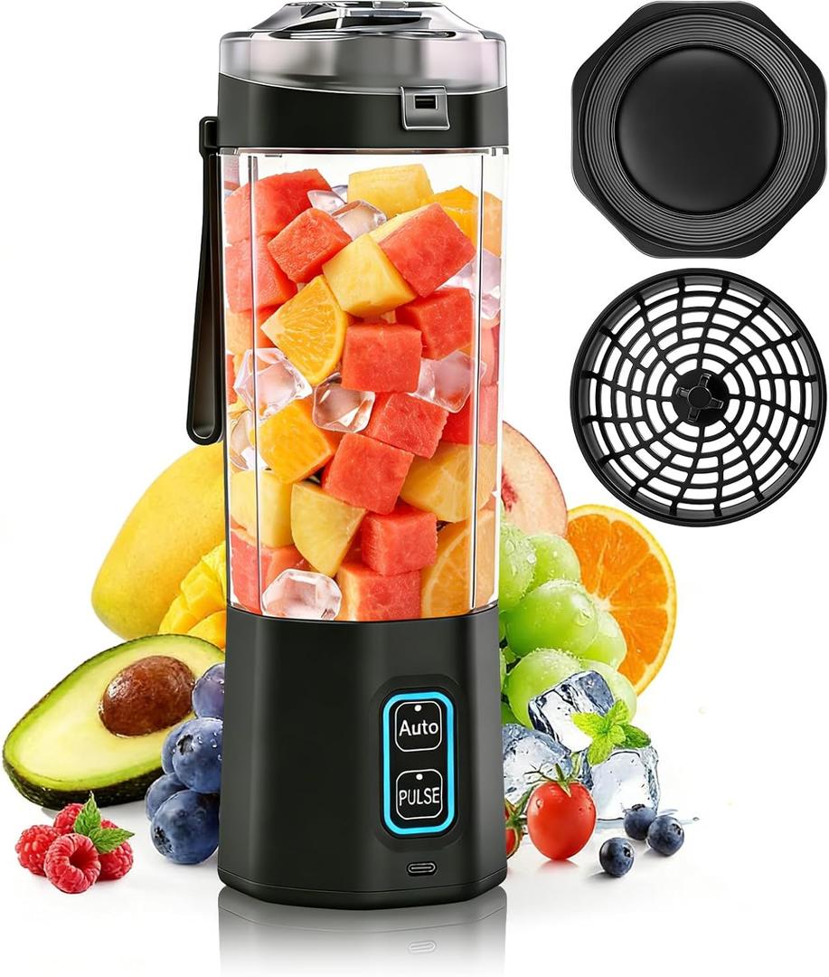 Portable Blender for Smoothie, 24 oz Cordless Personal Juicer Protein Shaker, BPA Free, Leakproof Lid, Rechargeable, Licuadora Portatil for Kitchen Outdoor Traveling Camping Gym Fitness