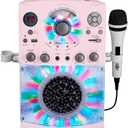 Singing Machine Portable Karaoke Machine for Adults & Kids with Wired Microphone, Rose Gold/Frosted Pink - Built-In Karaoke Speaker, Bluetooth with LED Disco Lights - Karaoke System with CD+G & USB