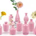 UPBUD Baby Pink Glass Bud Vases Set of 12, Mini Flower Vase for Centerpieces, Small Vases in Bulk for Wedding Decoration, Vintage Vase for Baby Shower Centerpieces, Home Dcor