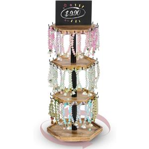 QILICHZ Rotating Bracelet Holder,4 Tier Bracelet Display Stand,Hexagon Bracelet Organizer,Wood Bangle Organizer,Jewelry Display for Vendors for Store,Show, Home Use