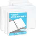 Blue Summit Supplies Mini 3 Ring Binder 5.5 x 8.5, 1 Inch Mini Binder 3 Ring, Ideal for Playbills or Planners, Small, White, 6 Pack