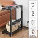 JANE EYRE Computer Tower Stand - Adjustable PC Tower Stand CPU Holder Cart with Charging Station for Office Home Classroom,23.03"-28.3" H, black