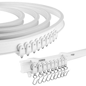 Flexible Ceiling Curtain Track, 16.4FT (5m) Curtain Track Ceiling Mount with Smooth Rollers, Sliding Curtain Track System for Window, RV, Door, White