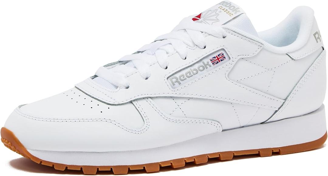 Reebok Classic Leather Sneakers for Women - Black or White Tennis Shoes Womens, Footwear White/ Pure Grey3/ Reebok Gum3, 8