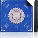 Mahjong Mat (33.4 x 33.4) with Black Carrying Bag, Anti-Slip, Noise-Reducing Mahjong Mat for Table, Board Games, Tile Games and CardsDark Blue