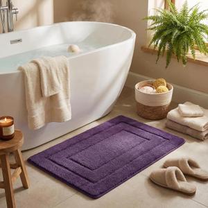 GRANNY SAYS Bathroom Rugs and Mats, 16" x 24" Non-Slip Bath Mat for Bathroom, Super Soft Absorbent Microfiber Bath Rug, Machine Washable and Dry, Small Purple Rug for Shower, Tub and Bath Floor