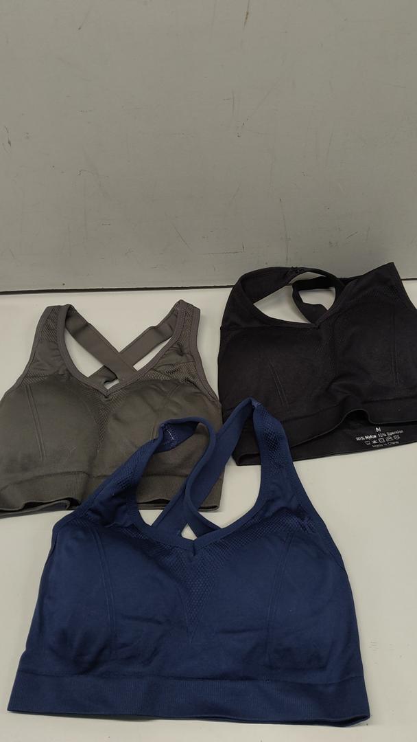 Double Couple Sports Bras for Women Padded High Impact Seamless Criss Cross Back Workout Tops Gym Activewear Bra, M