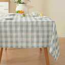 Alsoo Checkered Tablecloth Square, Buffalo Plaid Table Cloth Washable Wrinkle Free, Cotton Linen Gingham Table Cover for Picnic Kitchen Dining Room, Blue and White, 60 x 60
